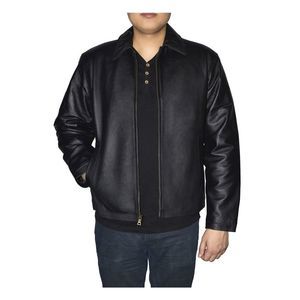 VINTAGE LEATHER Mens Black Bomber Coat XXL